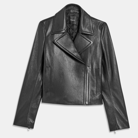 NWT Theory Leather Slim Moro Jacket in Black - Picture 4 of 5
